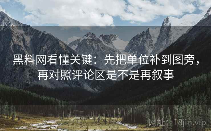 黑料网看懂关键：先把单位补到图旁，再对照评论区是不是再叙事